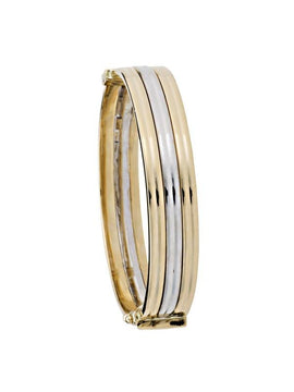 TWO TONE RIBBED HOLLOW BANGLE