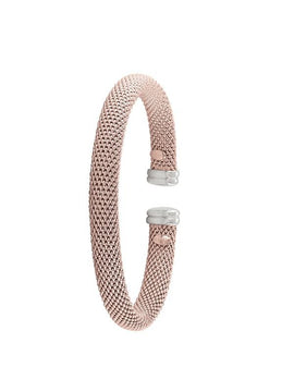 STERLING SILVER PINK GOLD AND RHODIUM PLATED CUFF BANGLE