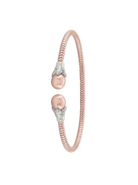 STERLING SILVER PINK GOLD PLATED AND PEARL FANCY BANGLE