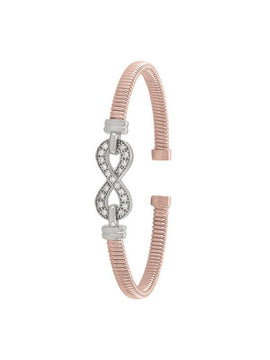 STERLING SILVER PINK GOLD AND RHODIUM PLATED C.Z INFINITY BANGLE