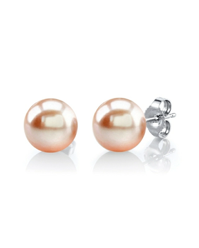 7mm Peach Freshwater Pearl Stud Earrings