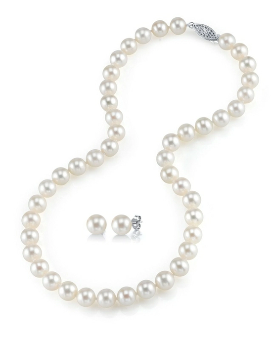 8-9mm Freshwater Pearl Necklace & Earrings
