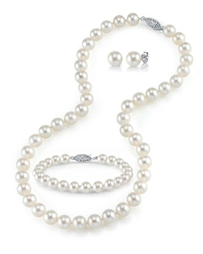 9-10mm Freshwater Pearl Necklace, Bracelet & Earrings