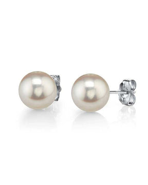 8mm White Freshwater Studs - Premiere Quality