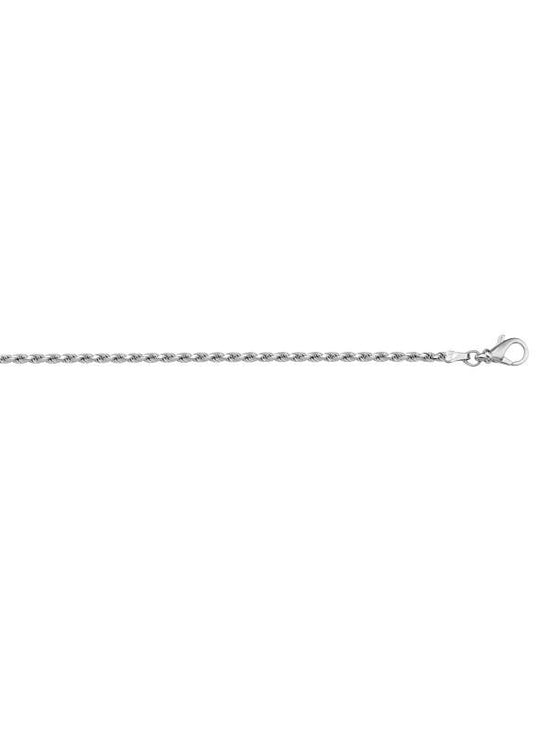 N1031 - WHITE GOLD SOLID DIAMOND CUT ROPE LINK