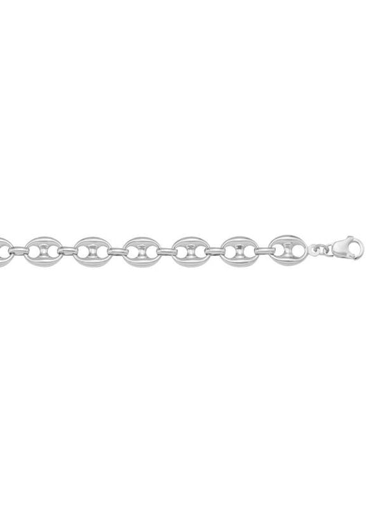 N1044 - WHITE GOLD HOLLOW PUFFED ANCHOR LINK