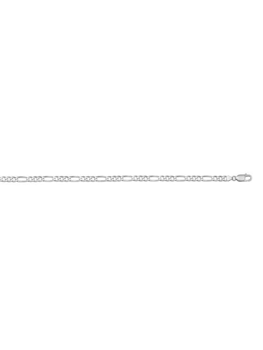 N303W - WHITE GOLD SOLID FIGARO LINK