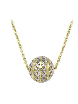 TECA152 - TWO TONE FANCY BALL NECKLACE