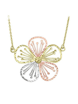 TECA163 - TRI COLOUR FLOWER NECKLACE