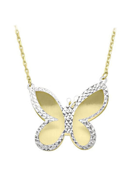 TECA165 - TWO TONE BUTTERFLY NECKLACE