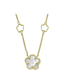 TECA168 - YELLOW GOLD FANCY FLOWER NECKLACE